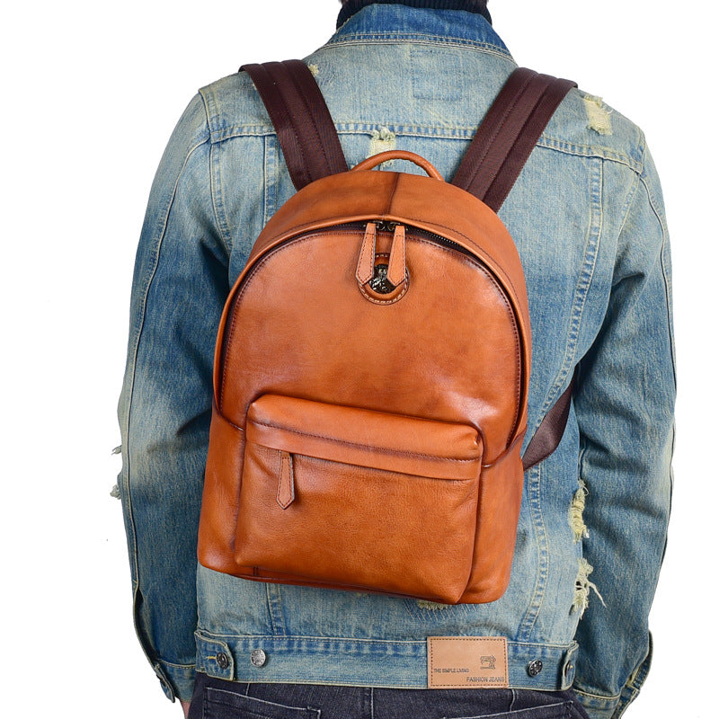 Men's backpack cowhide genuine leather fashion unique unisex travel bag