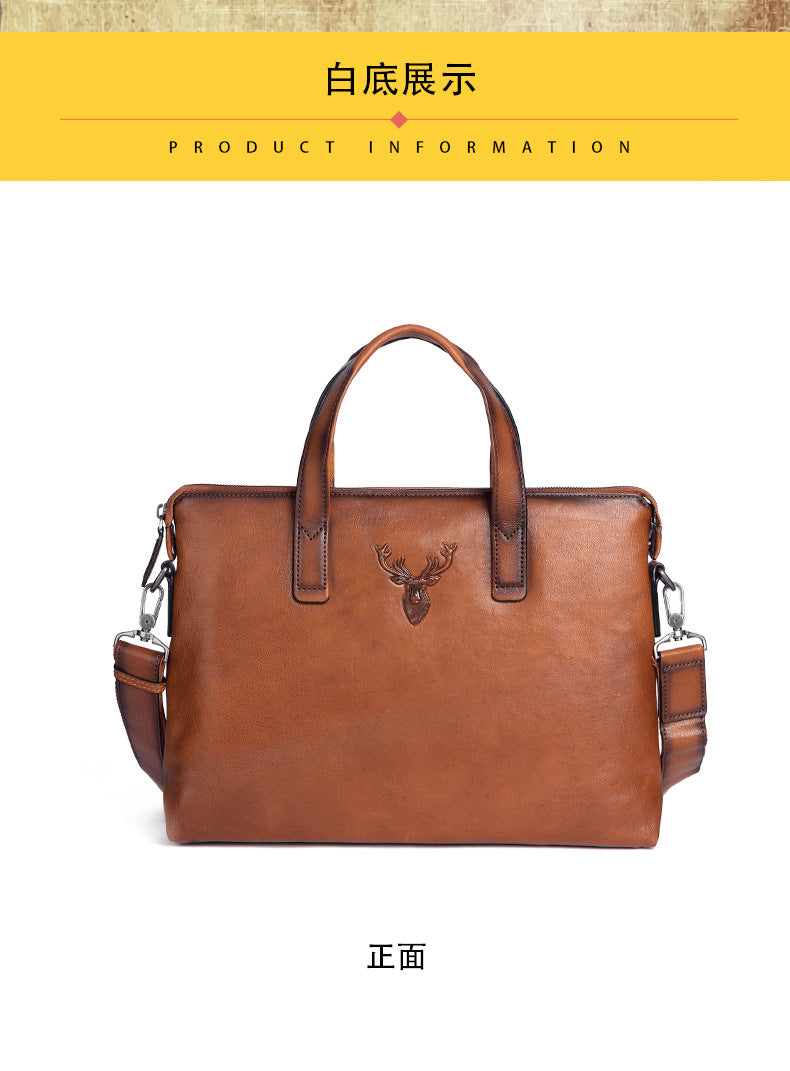 Men's Briefcase Cowhide Genuine Leather Casual Men's Handbag File Bag