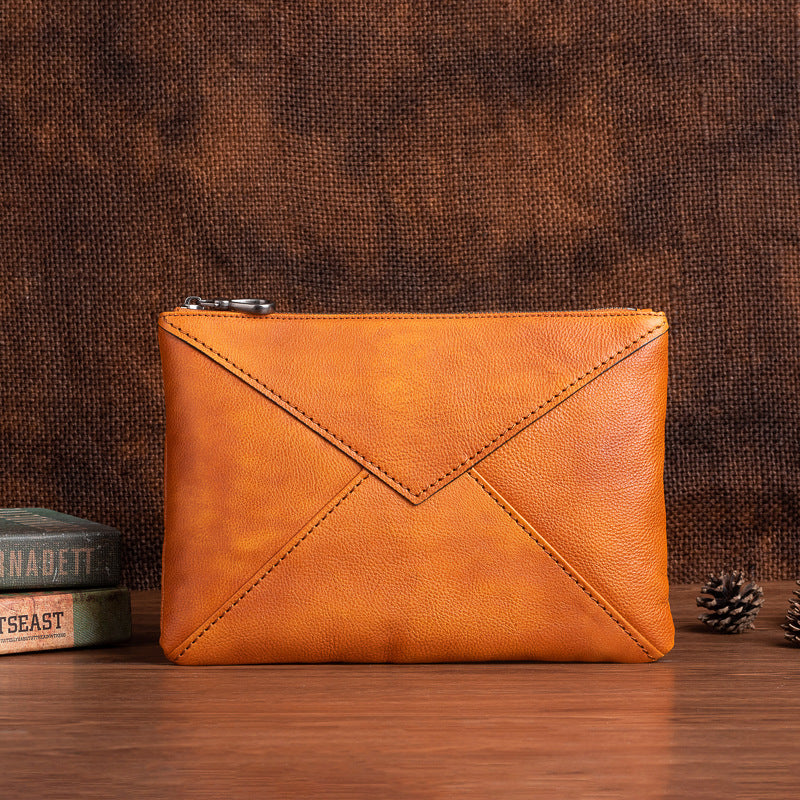 Men's Clutch Bag Genuine Cowhide Leather Casual Men's Handbag