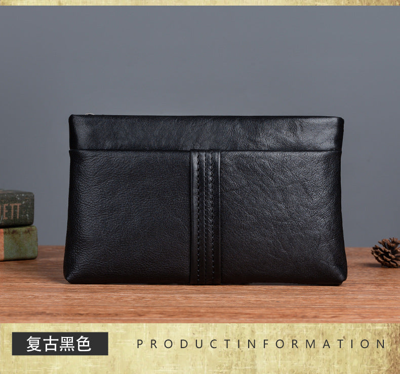 Men's Clutch Bag Genuine Cowhide Leather Retro Casual Men Bag