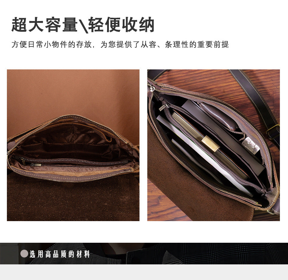 Men's shoulder bag Genuine cowhide leather retro crossbody bag for men