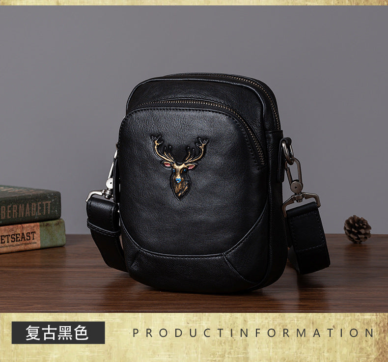 Men's Bust Bag Versatile Cowhide Genuine Leather Retro Casual Crossbody Bag for Men