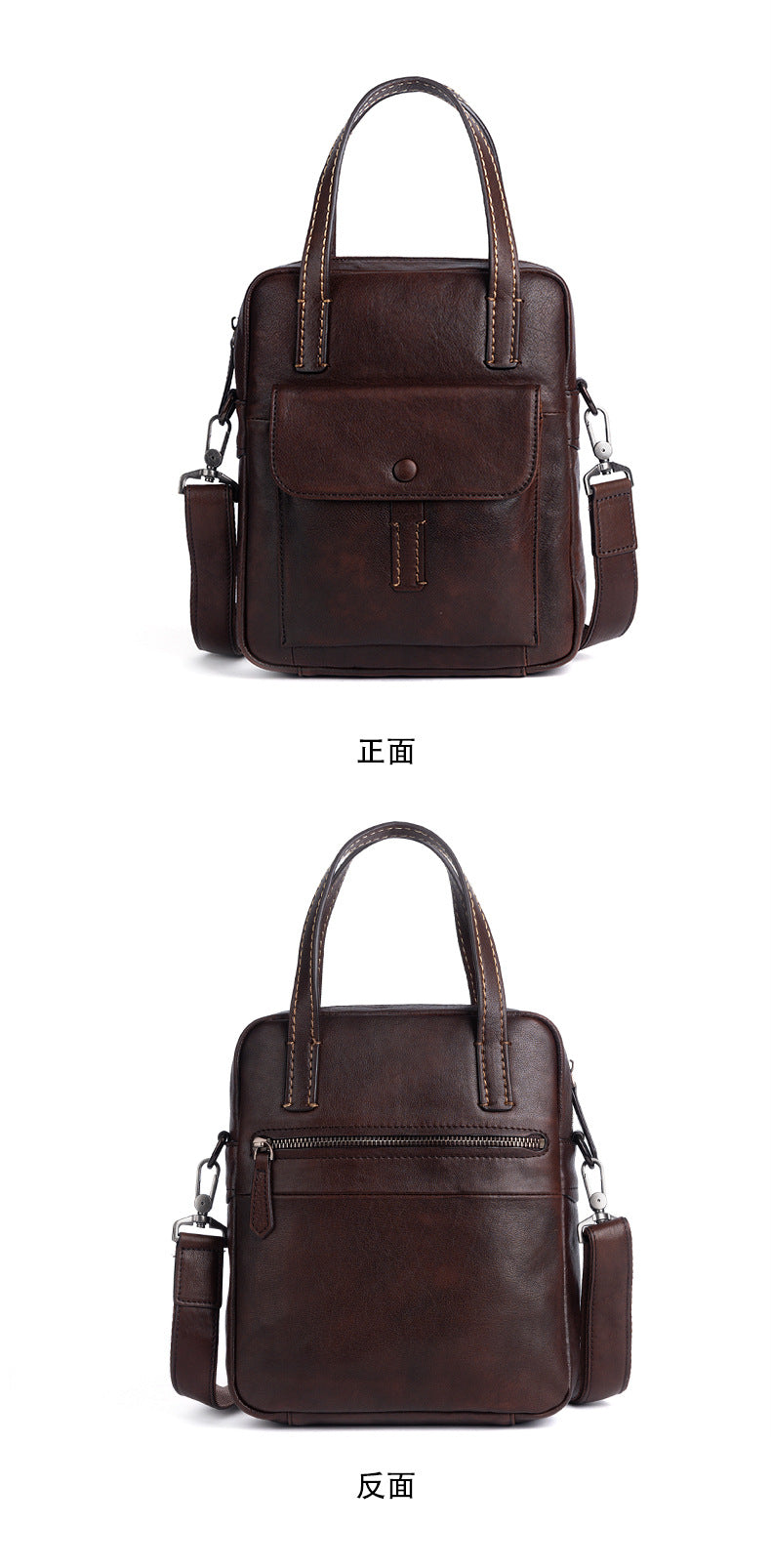 Men's Crossbody Bag Genuine Cowhide Leather Retro Casual Men's Handbag