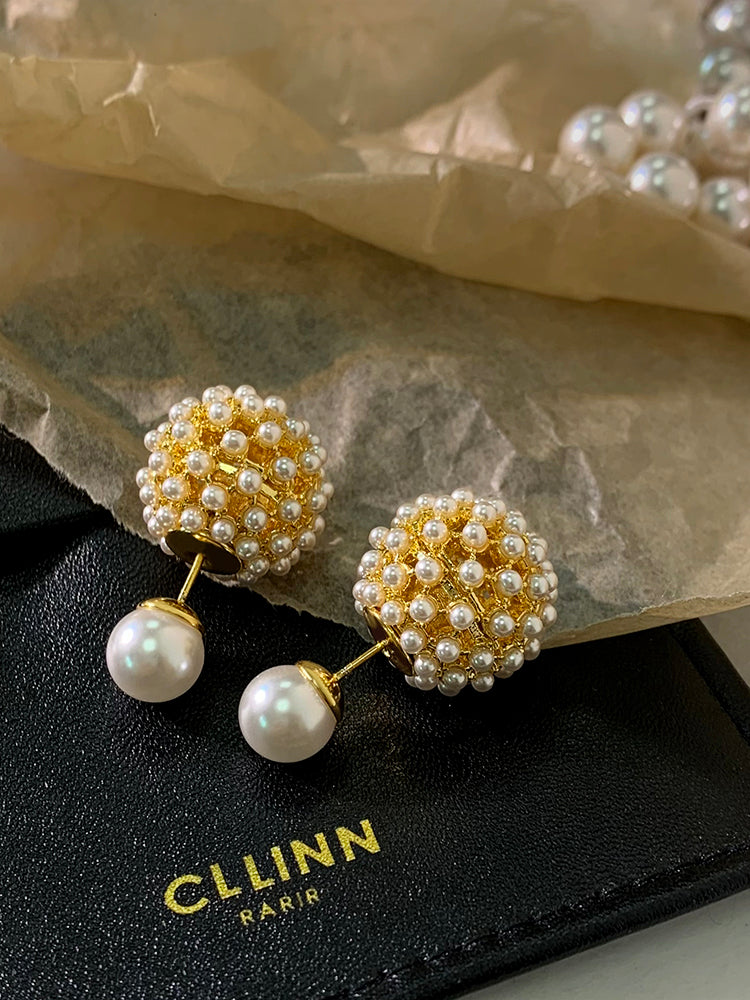 D double-sided small pearl earrings women luxury retro temperament earrings luxury earrings