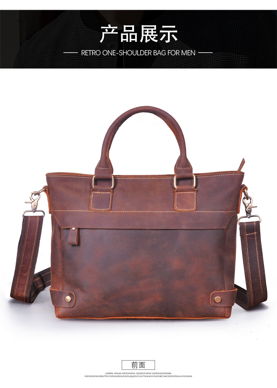 Men's Briefcase Handbag Cowhide Genuine Leather Retro Business Men Computer Bag