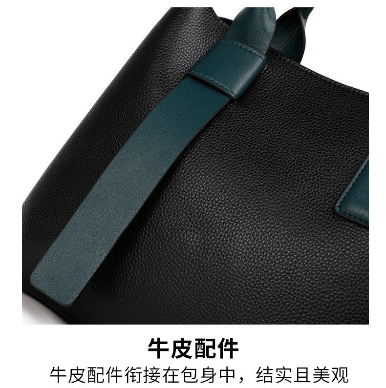 Cowhide women's bag large capacity handbag color matching temperament shoulder bag elegant handbag.bag