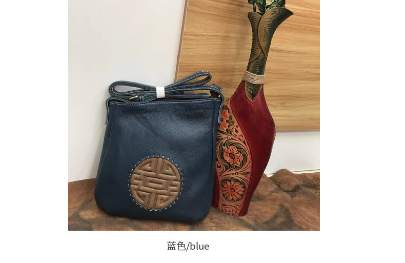 Men's Shoulder Bag Genuine Cowhide Leather Retro Fashion Casual Crossbody Bag for Men