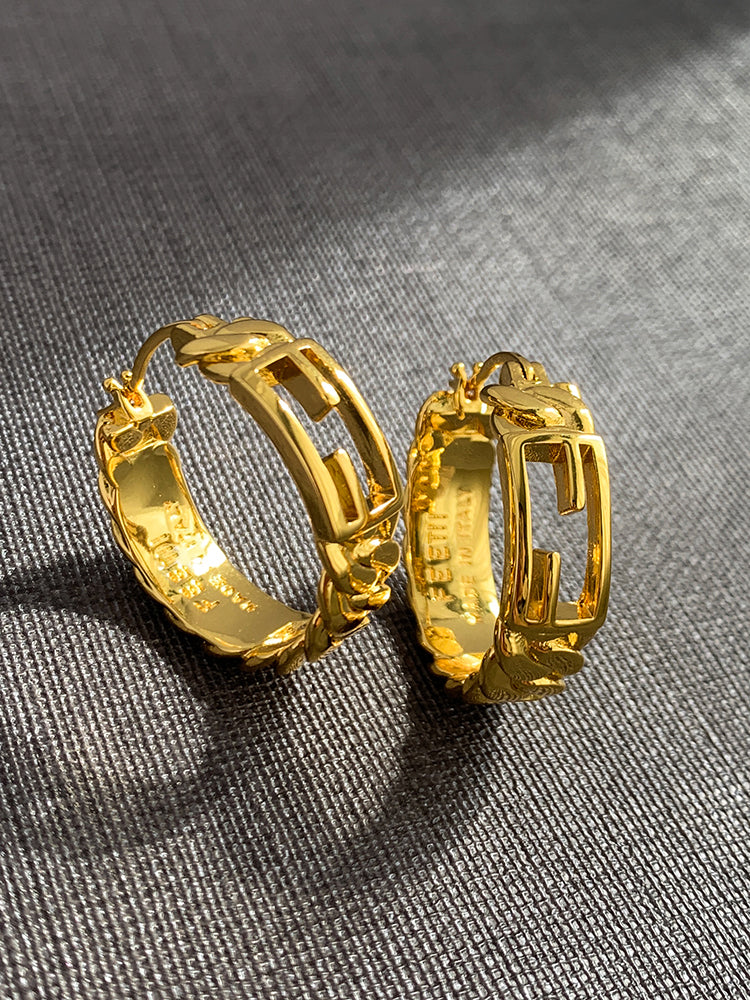 F openwork circular earrings for women ins style earrings luxury luxury earrings