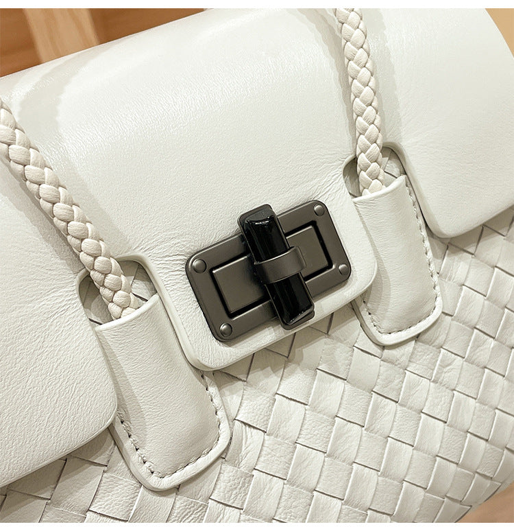 Genuine leather women's bag sheep leather woven bag fashionable casual shoulder bag handbag.bag