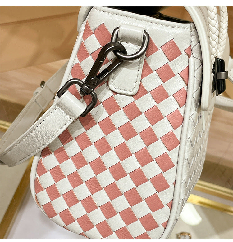 Genuine leather women's bag sheep leather woven bag fashionable casual shoulder bag handbag.bag