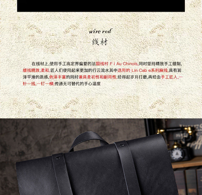 Men's backpack handmade cowhide genuine leather high quality large capacity casual business computer bag fashion men travel bag