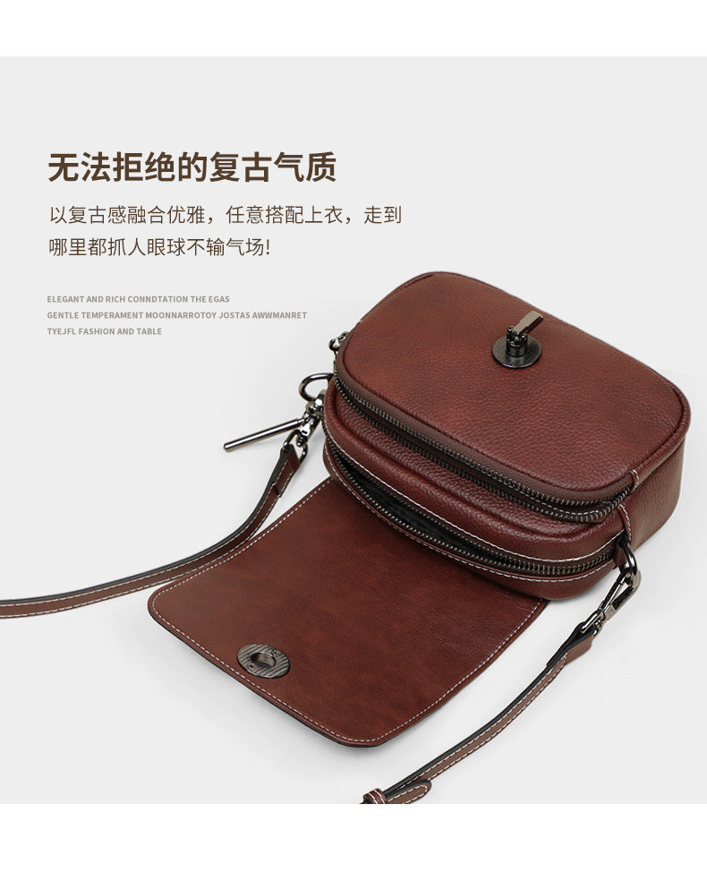 Genuine Leather Bag Women's Fashion Broadband Fish Pattern Casual Retro Shoulder Bag.Pochette