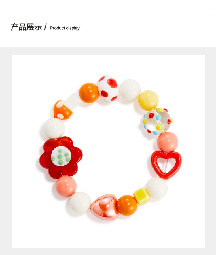 DODOGOGO カラービーズセラミック手串女性ハートの花ファッション手飾り