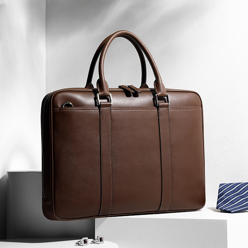 Men's briefcase business genuine cowhide leather casual simple crossbody shoulder bag handbag