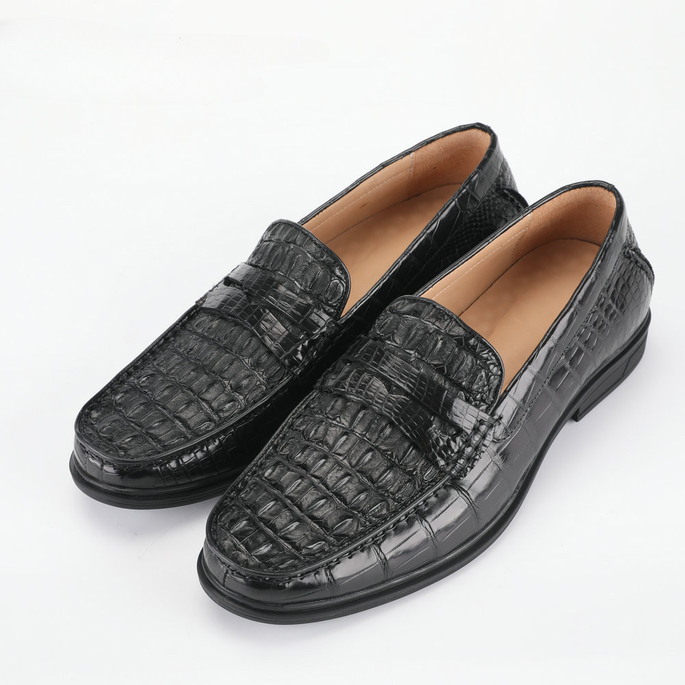 Crocodile Skin Genuine Leather Men's Leather Shoes Rubber Sole Moccasins Formal Business Casual Men's Shoes
