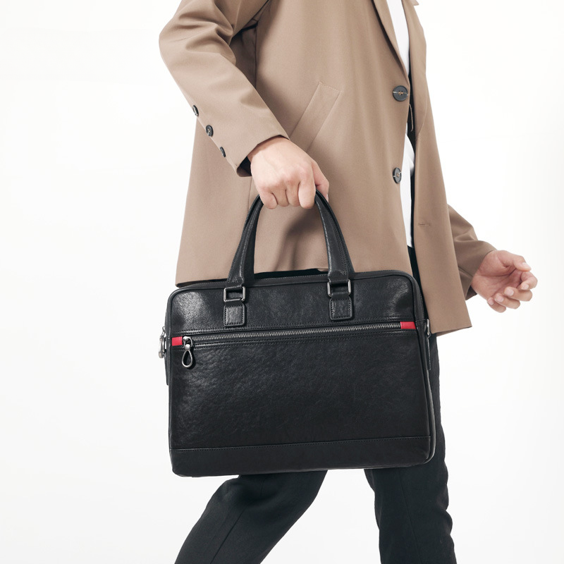 Men's Briefcase Handbag Genuine Cowhide Leather Business Casual Crossbody Bag