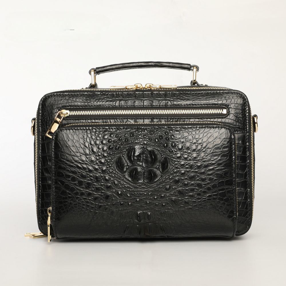 New Siamese Crocodile Skin Men's Bag Genuine Leather Stylish Commuting Business Bag Multifunctional Shoulder Bag Crossbody Bag Handbag
