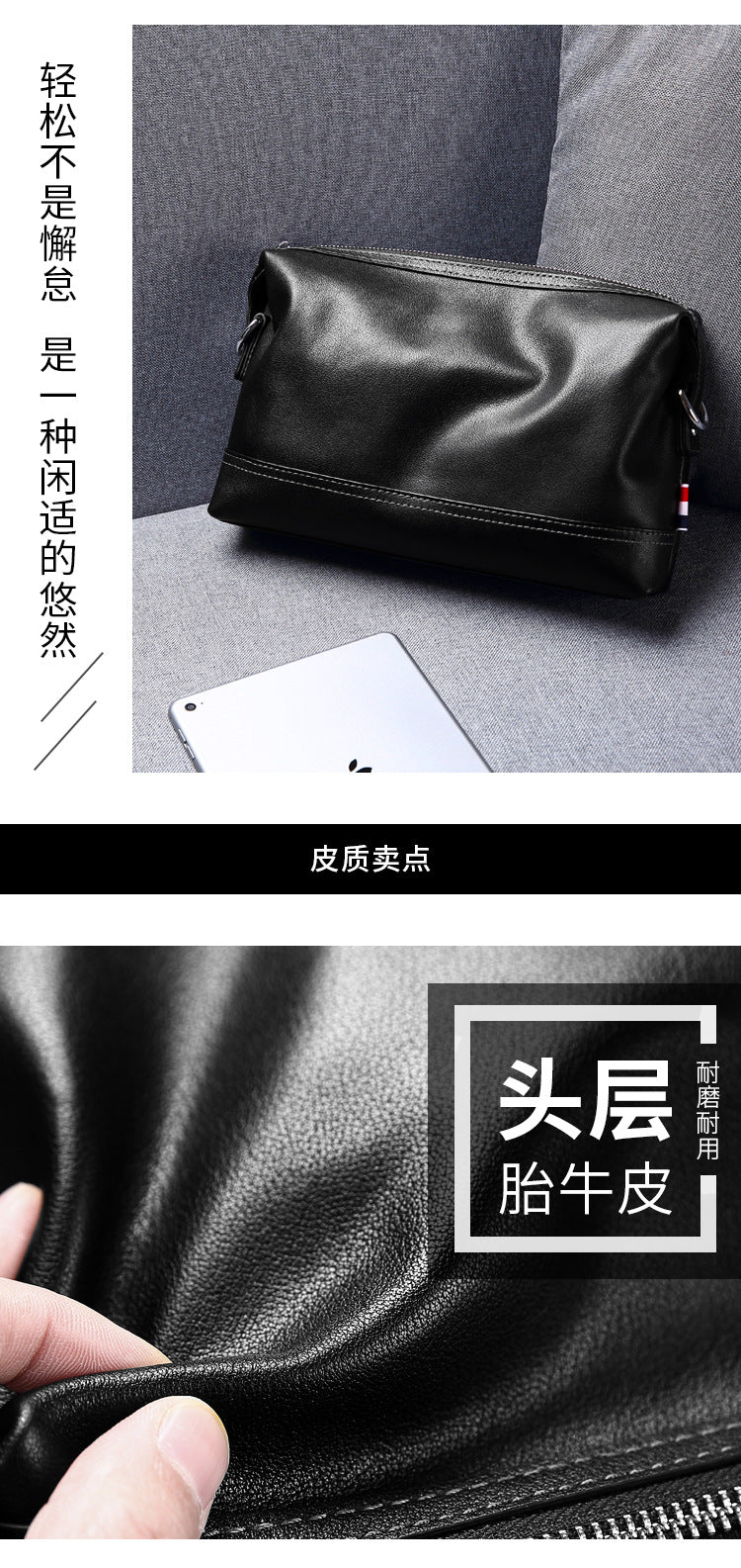 Men's Shoulder Bag Made of Genuine Cowskin Leather Casual Large Capacity Handbag Business Crossbody Bag