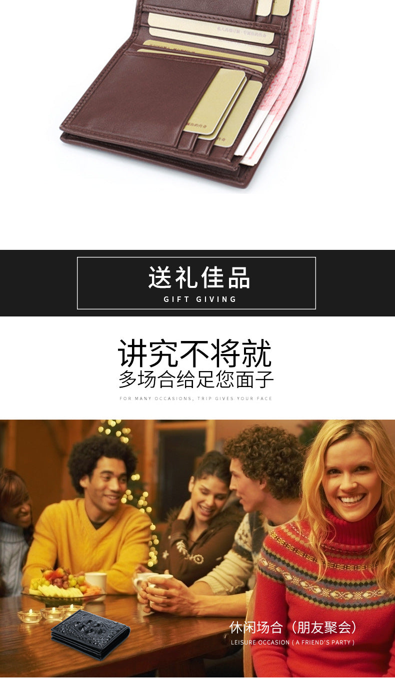 New Crocodile Skin Short Wallet Men's Wallet Genuine Leather Card Holder Business Casual High Quality Wallet
