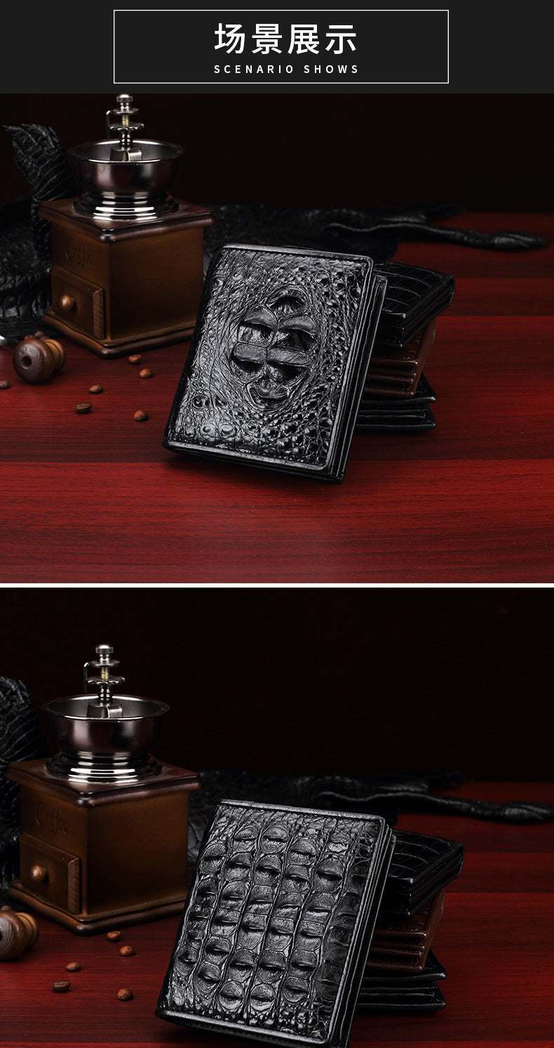 New Crocodile Skin Short Wallet Men's Wallet Genuine Leather Card Holder Business Casual High Quality Wallet