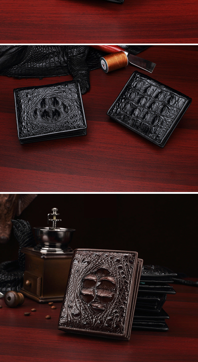 New Crocodile Skin Short Wallet Men's Wallet Genuine Leather Card Holder Business Casual High Quality Wallet