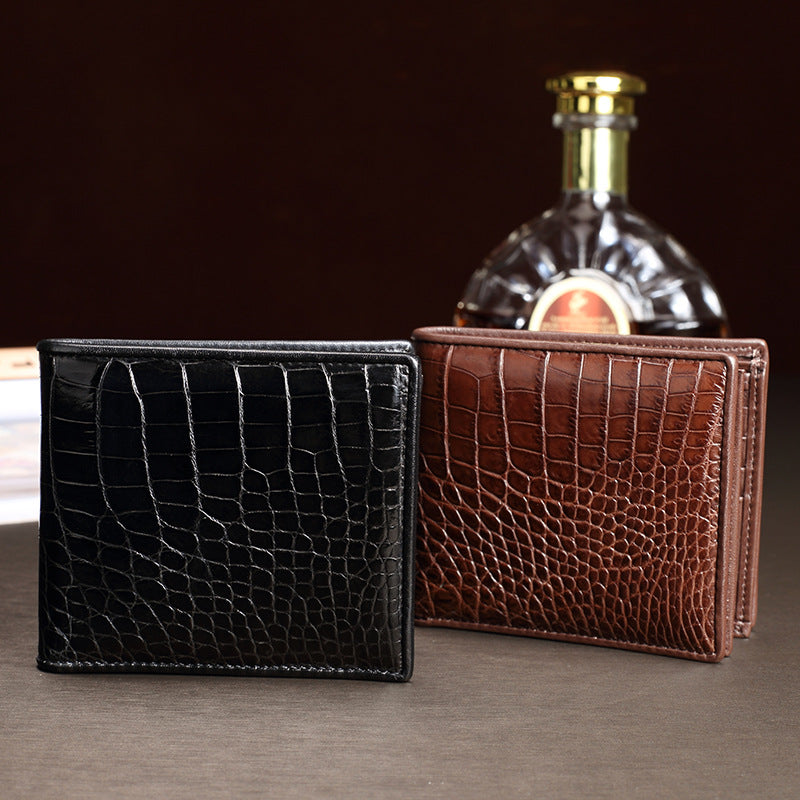 Crocodile skin short wallet genuine leather men's wallet card holder business handbag