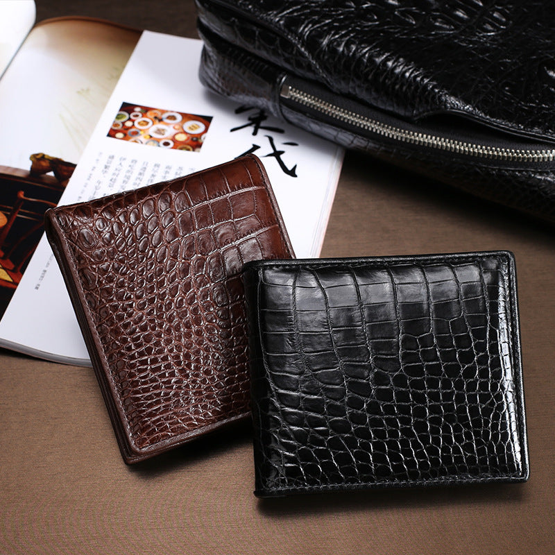 Crocodile skin short wallet genuine leather men's wallet card holder business handbag