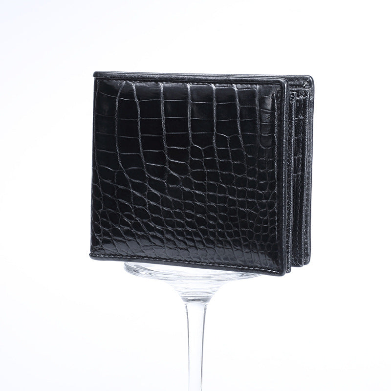 Crocodile skin short wallet genuine leather men's wallet card holder business handbag