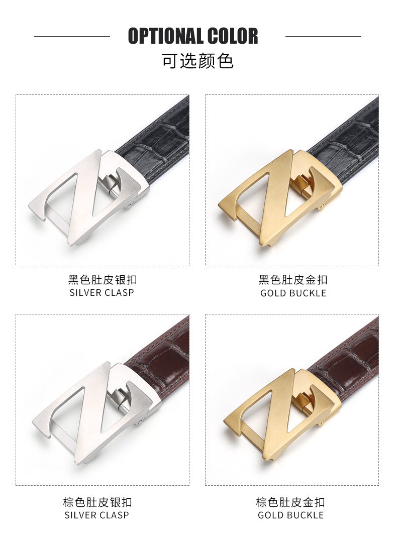 Siamese Crocodile Skin Men's Belt Genuine Leather Automatic Buckle Fashion Business Casual