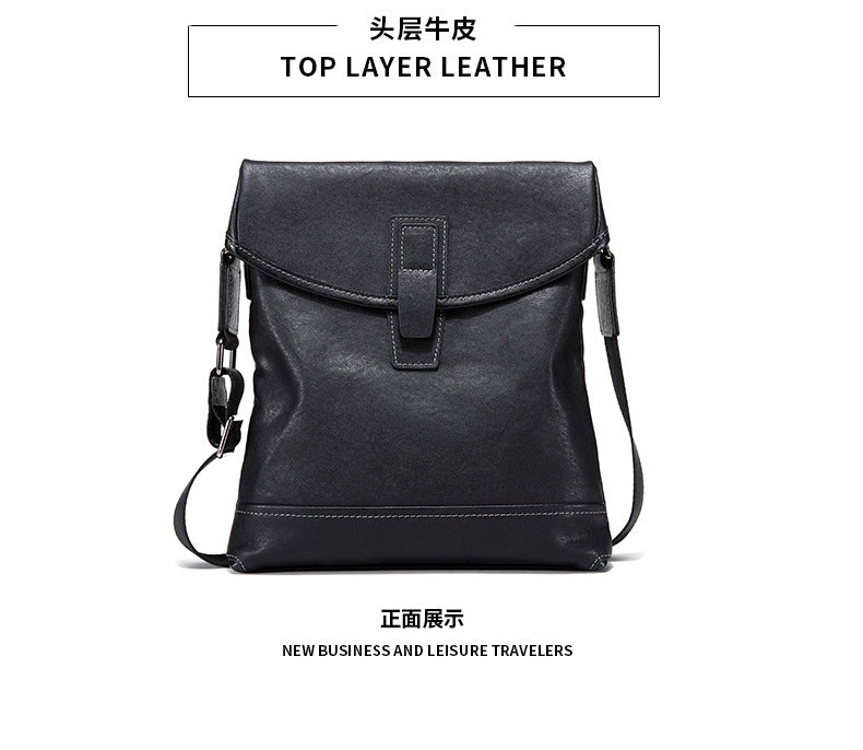 Men's shoulder bag, genuine cowhide leather, multi-functional, casual, large capacity, fashion, crossbody bag