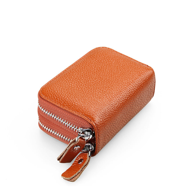 Ladies card bag cowhide magnetic shield RFID Korean fashion coin purse unisex wallet