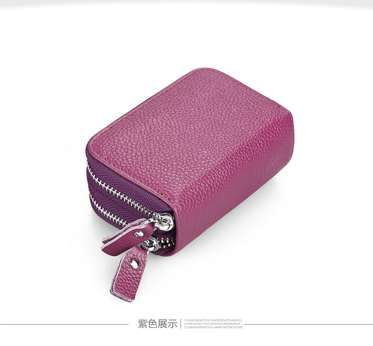 Ladies card bag cowhide magnetic shield RFID Korean fashion coin purse unisex wallet