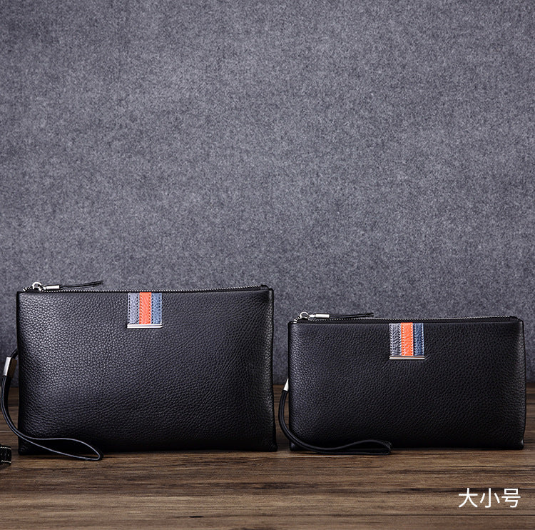 Men's Clutch Bag Genuine Cowhide Leather Casual Business Smart Anti-Theft Handbag for Men
