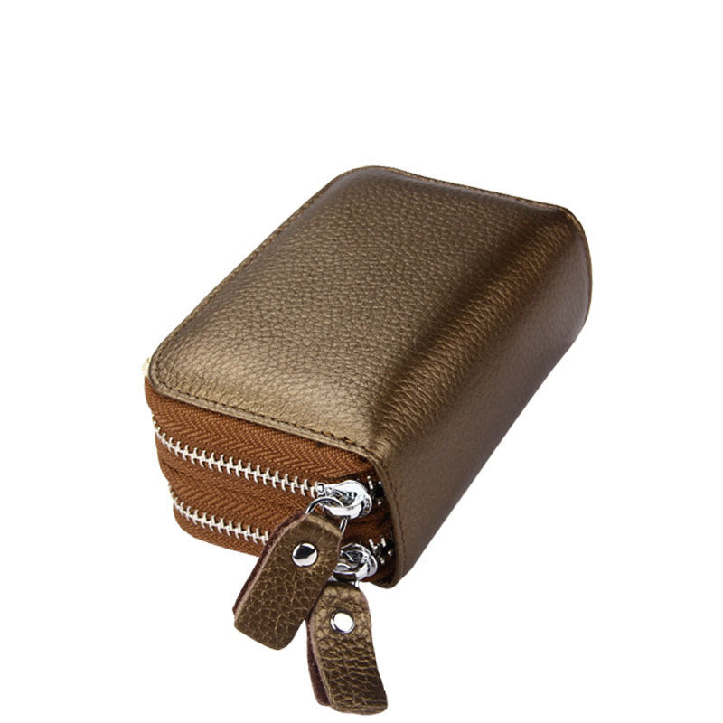 Ladies card bag cowhide magnetic shield RFID Korean fashion coin purse unisex wallet