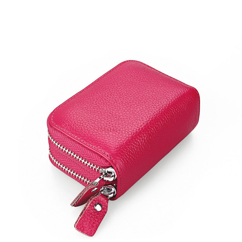 Ladies card bag cowhide magnetic shield RFID Korean fashion coin purse unisex wallet