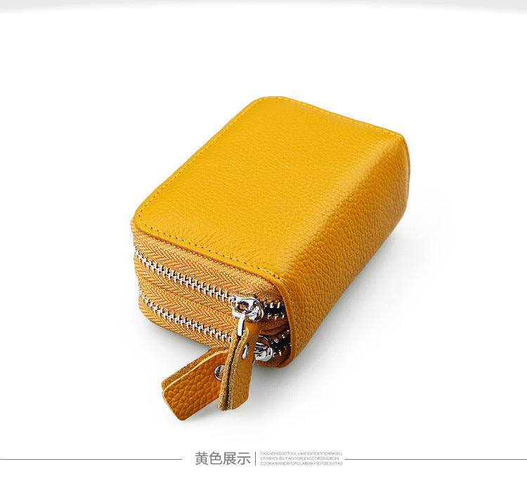 Ladies card bag cowhide magnetic shield RFID Korean fashion coin purse unisex wallet