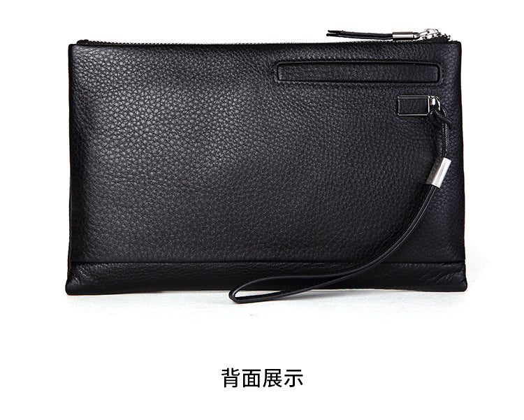 Men's Clutch Bag Genuine Cowhide Leather Casual Business Smart Anti-Theft Handbag for Men