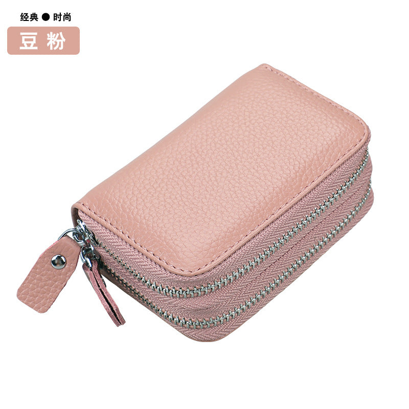 Ladies card bag cowhide magnetic shield RFID Korean fashion coin purse unisex wallet
