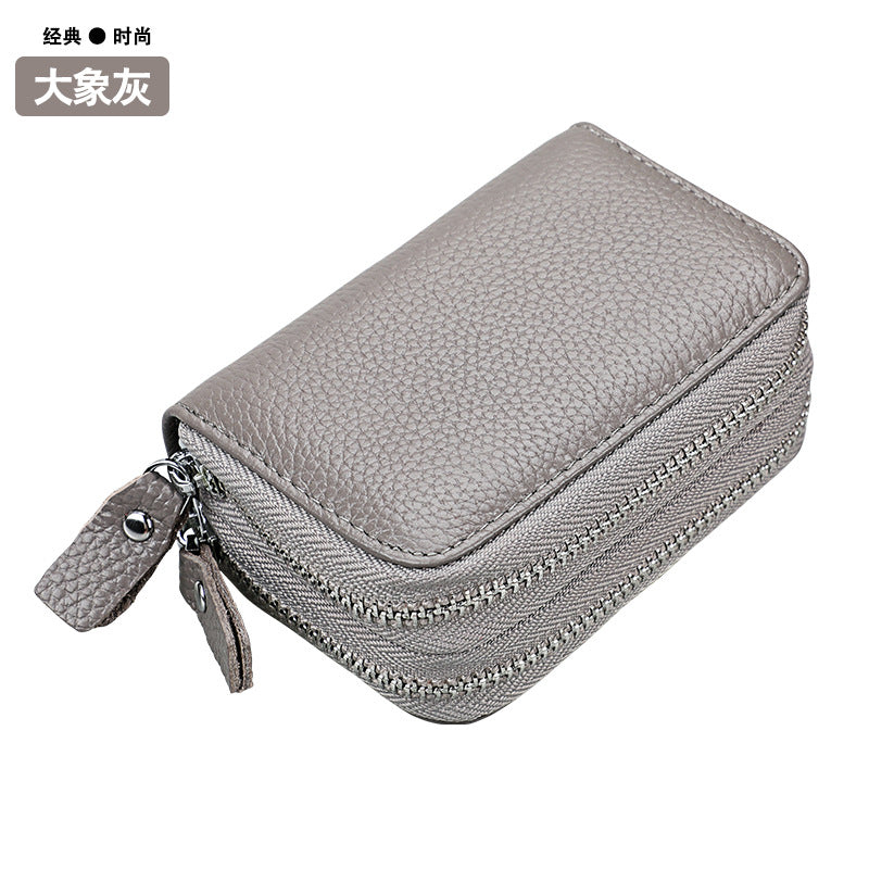 Ladies card bag cowhide magnetic shield RFID Korean fashion coin purse unisex wallet