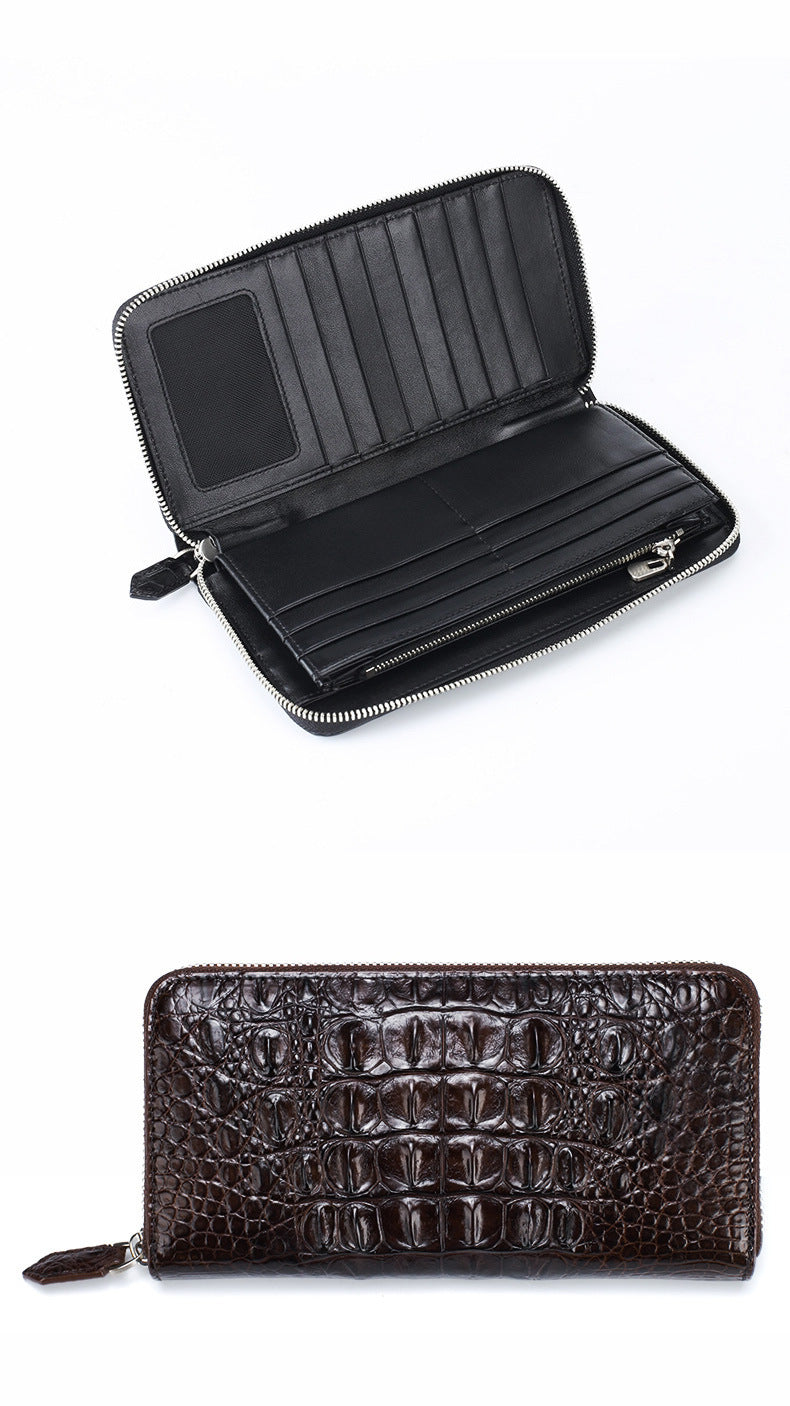 Siamese crocodile skin long wallet genuine leather wallet zipper high quality wallet handbag