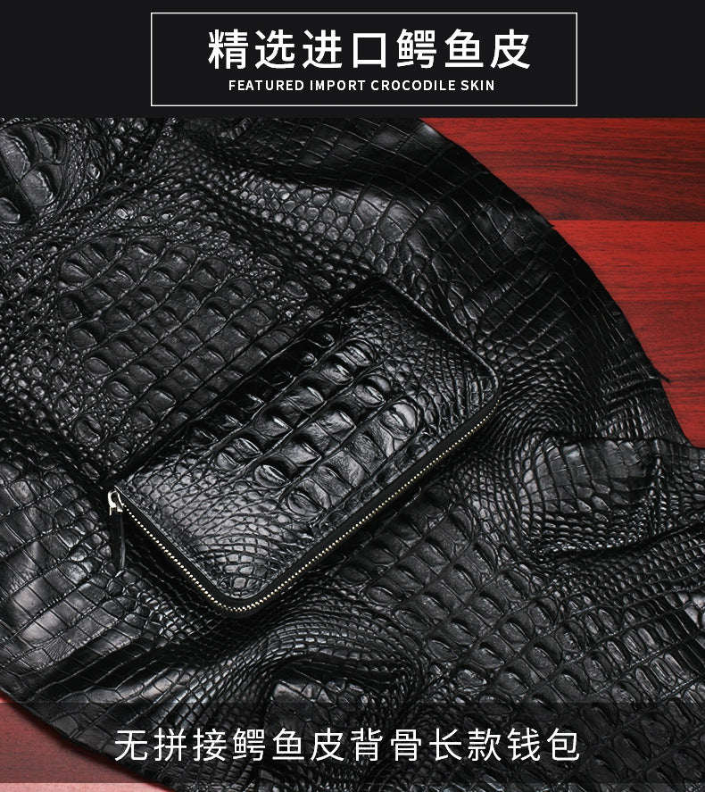 Siamese crocodile skin long wallet genuine leather wallet zipper high quality wallet handbag