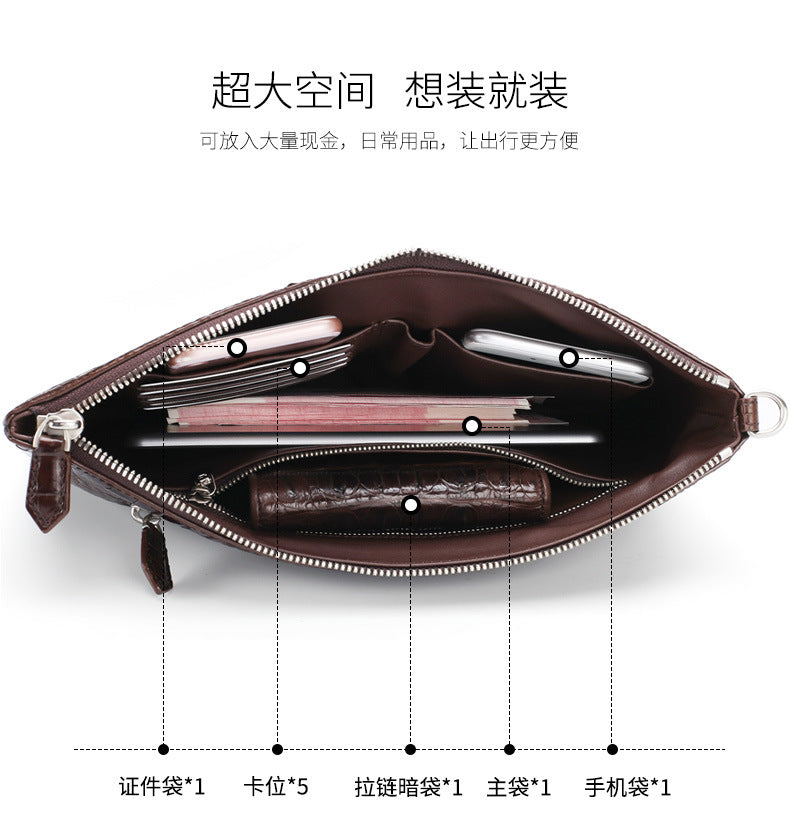 Siamese crocodile skin men's bag genuine leather handbag casual business use