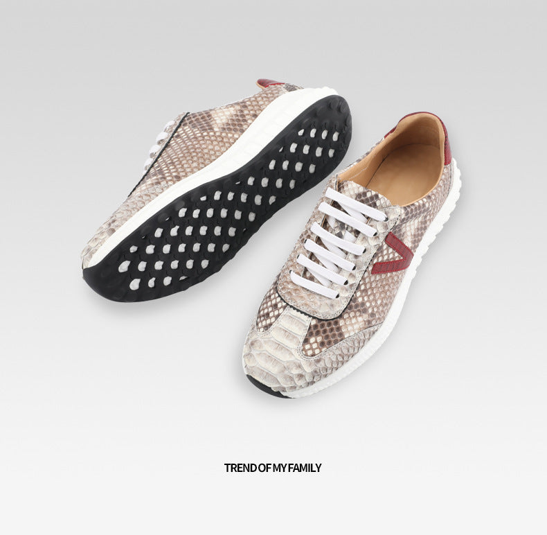 Men's Sneakers Genuine Leather Snake Skin Fashion Casual Shoes