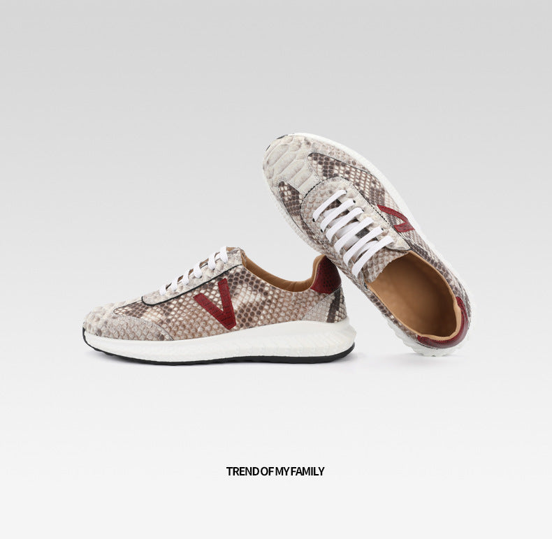 Men's Sneakers Genuine Leather Snake Skin Fashion Casual Shoes