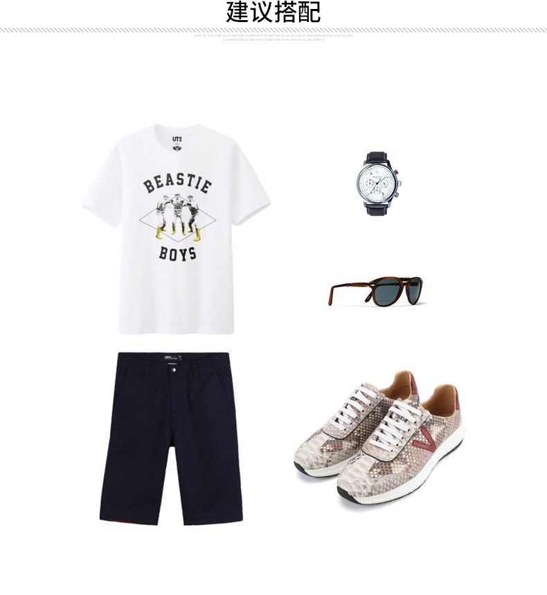 Men's Sneakers Genuine Leather Snake Skin Fashion Casual Shoes