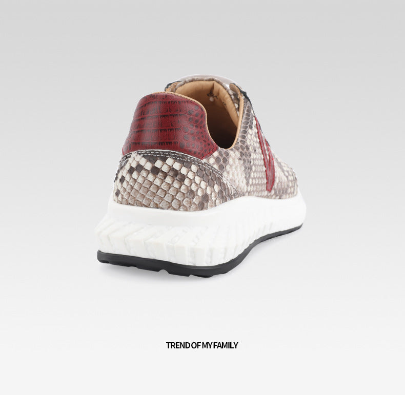 Men's Sneakers Genuine Leather Snake Skin Fashion Casual Shoes