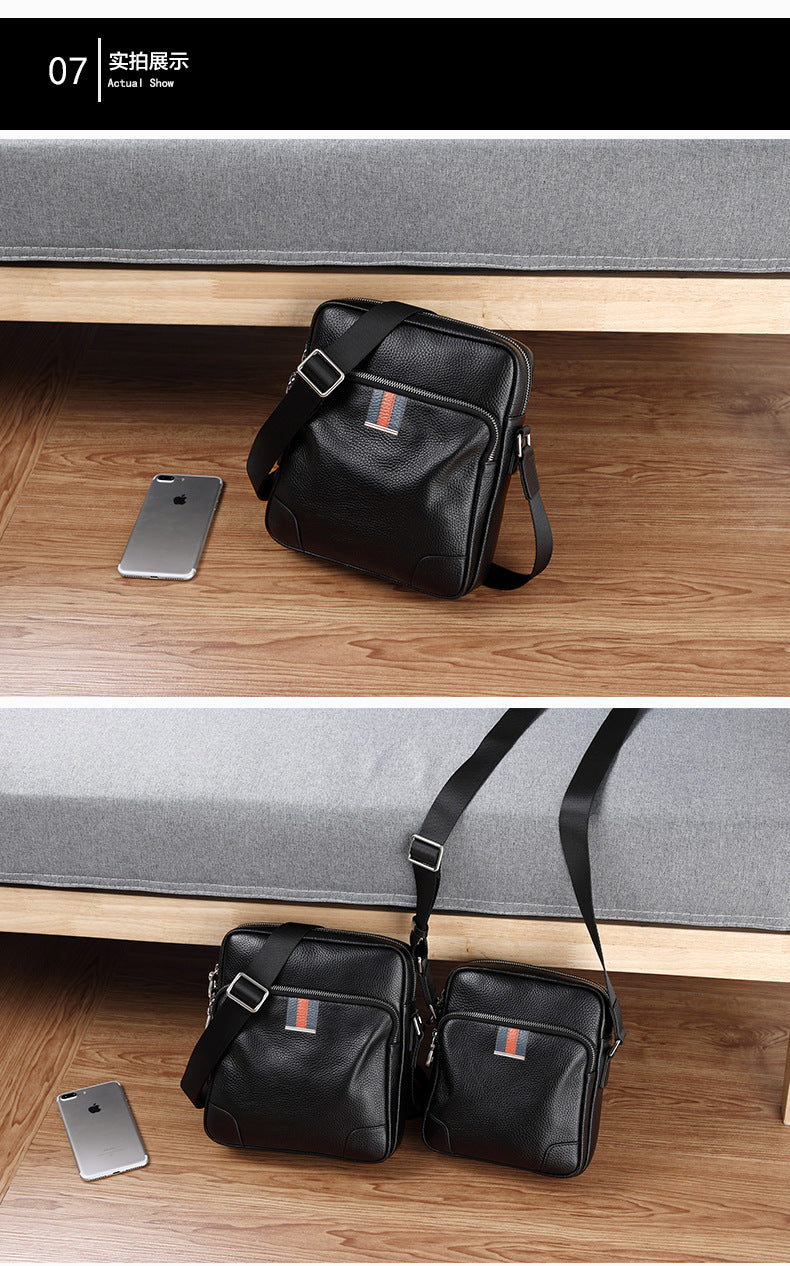 Men's Shoulder Bag Made of Genuine Cowskin Leather Multifunctional Casual Large Capacity Fashion Crossbody Bag