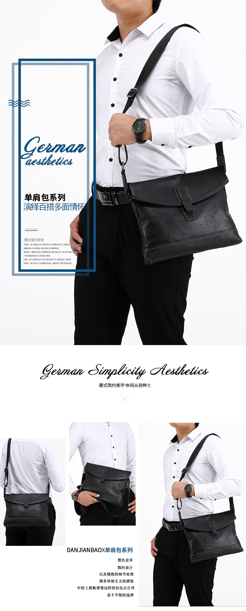 Men's Shoulder Bag Sports Bag Genuine Cowhide Leather Casual Crossbody Bag Backpack