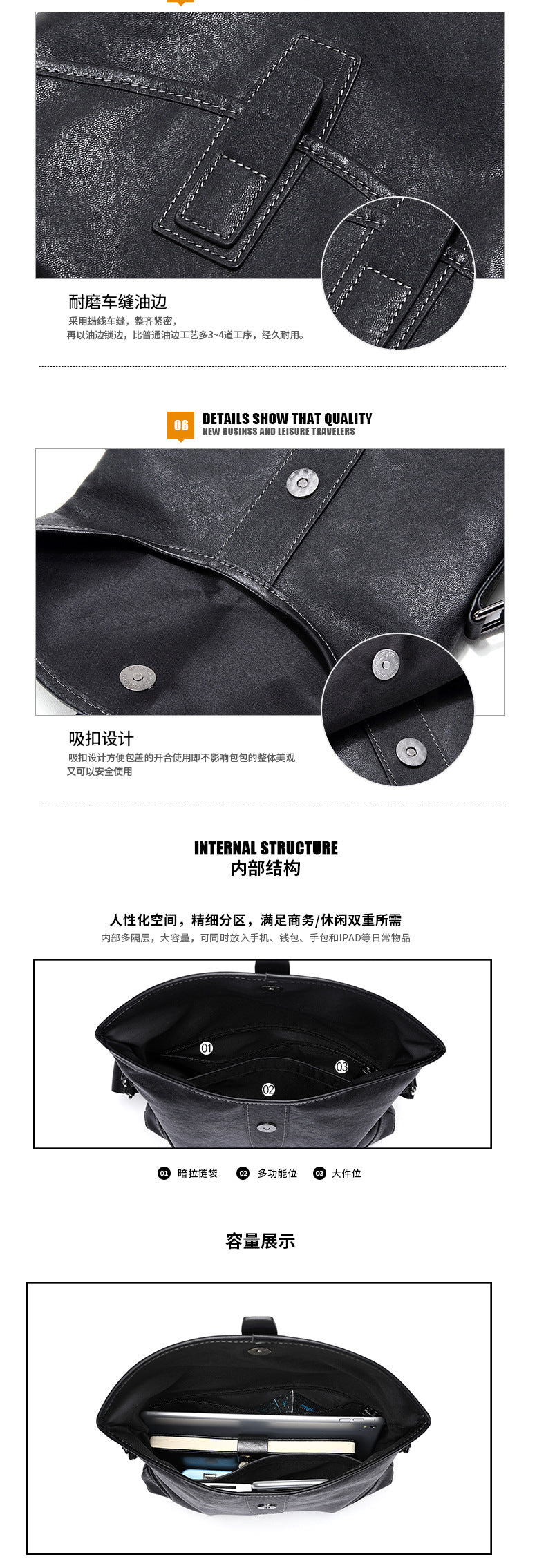 Men's Shoulder Bag Sports Bag Genuine Cowhide Leather Casual Crossbody Bag Backpack