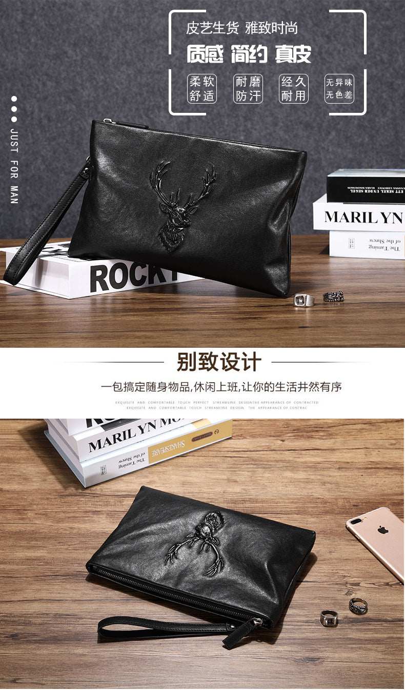 Men's handbag genuine leather cowhide business casual fashion large capacity men's wallet